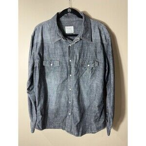 PD&C Shirt Men's Black Acid Chambray Collared XL Cowboy Swag Denim Button Up